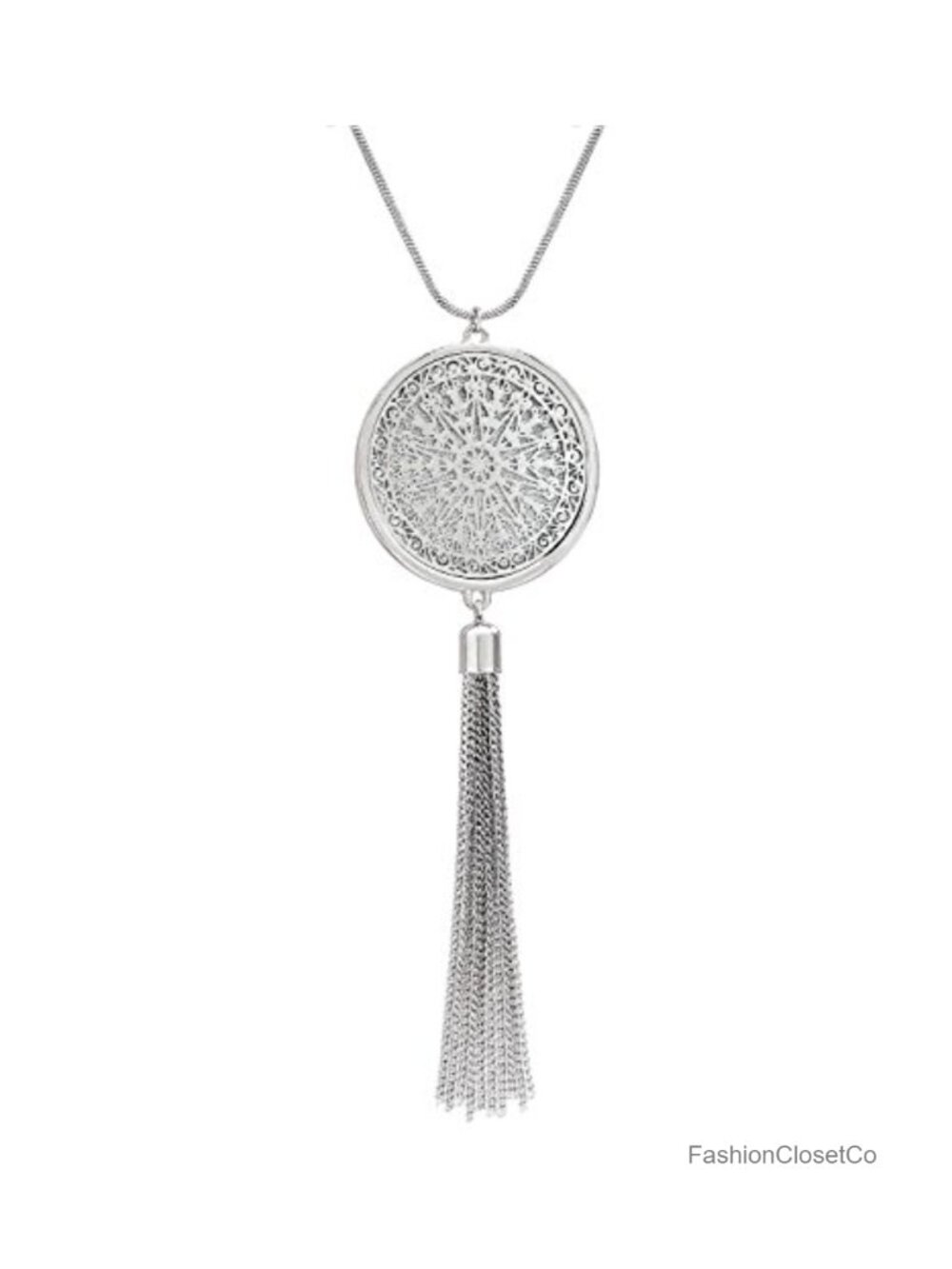 Tassel Circle Pendant Necklace Statement Disc Pendant Jewelry
